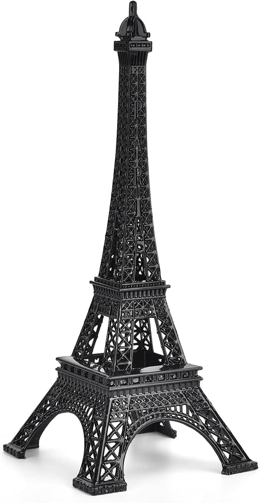 Black Metal Eiffel Tower Statue, 10Inch Decorative Figurine Replica Stand Holder for Cake Topper Table Decor Gift Party Home Decoration