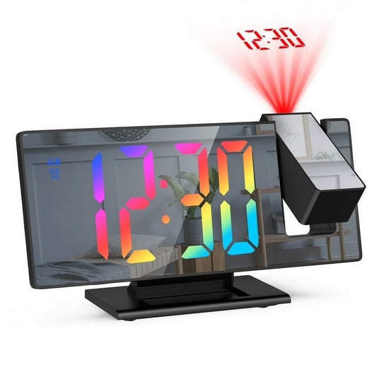 Digital Clock,  180° Projection Alarm Clock 7.8'' LED Mirror Display Snooze Function Digital Alarm Clock for Bedroom Kids Elderly Home Office